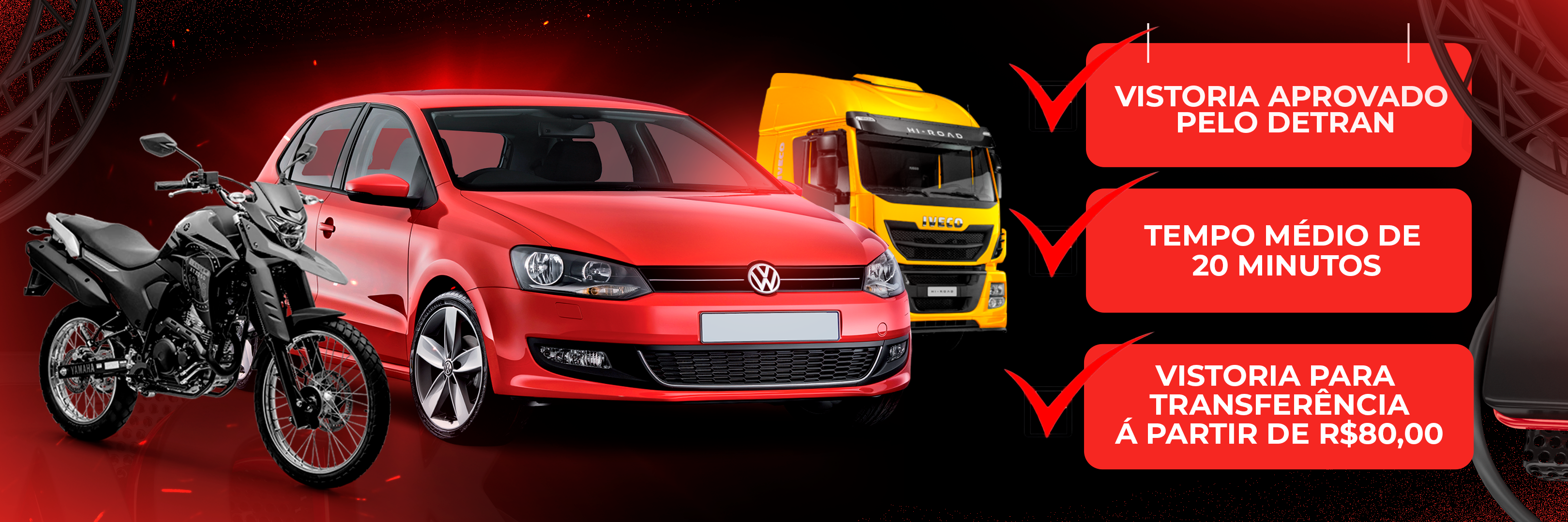 Vistoria aprovado pelo Detran - Tempo médio de 20 minutos - Vistoria para transferência a partir de R$80,00