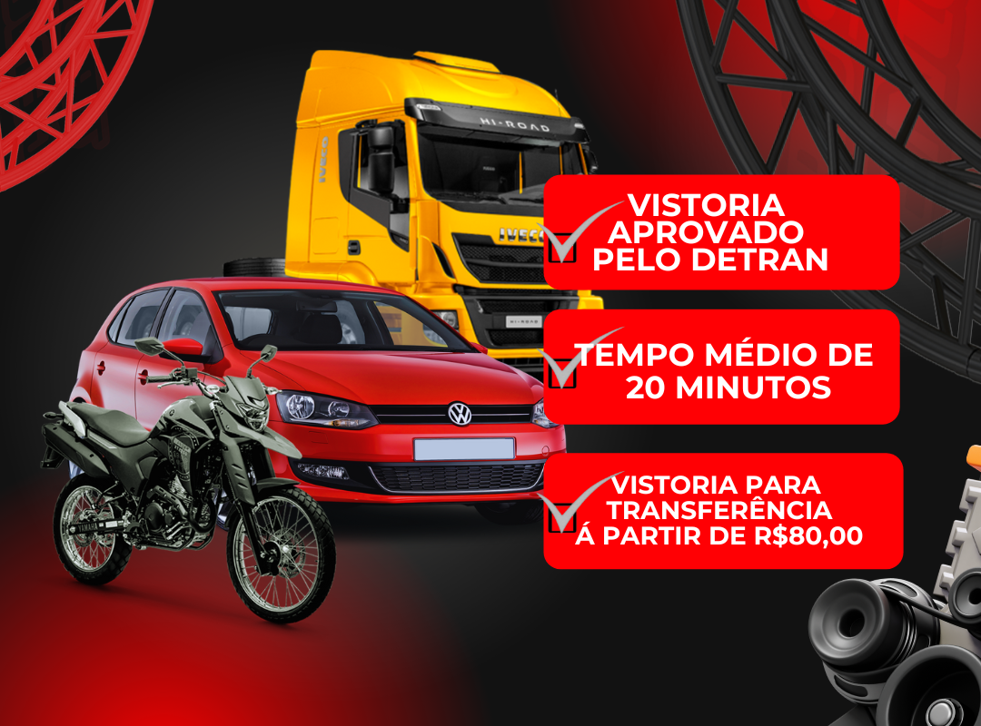 Vistoria aprovado pelo Detran - Tempo médio de 20 minutos - Vistoria para transferência a partir de R$80,00